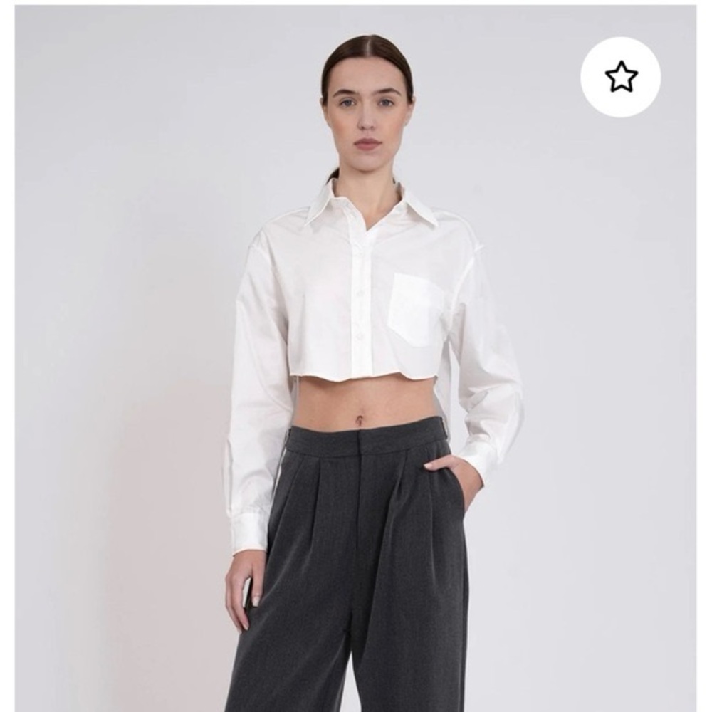 NONchalant Button Down Crop Top Shirt